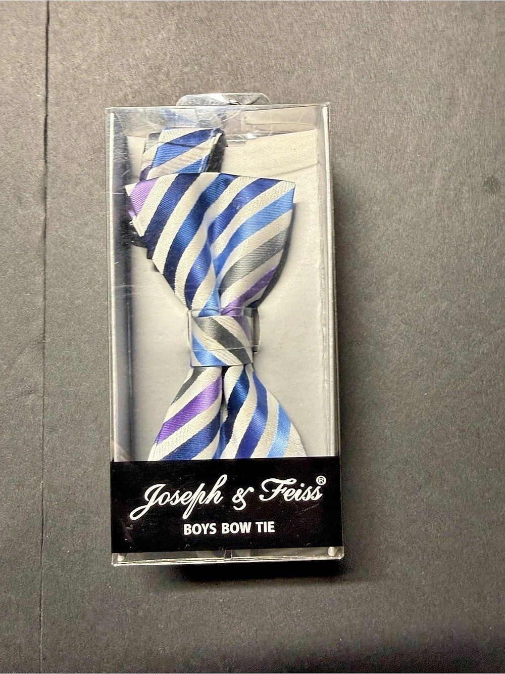Joseph & Feiss Boys Striped Bow Tie Blue & Purple NWT